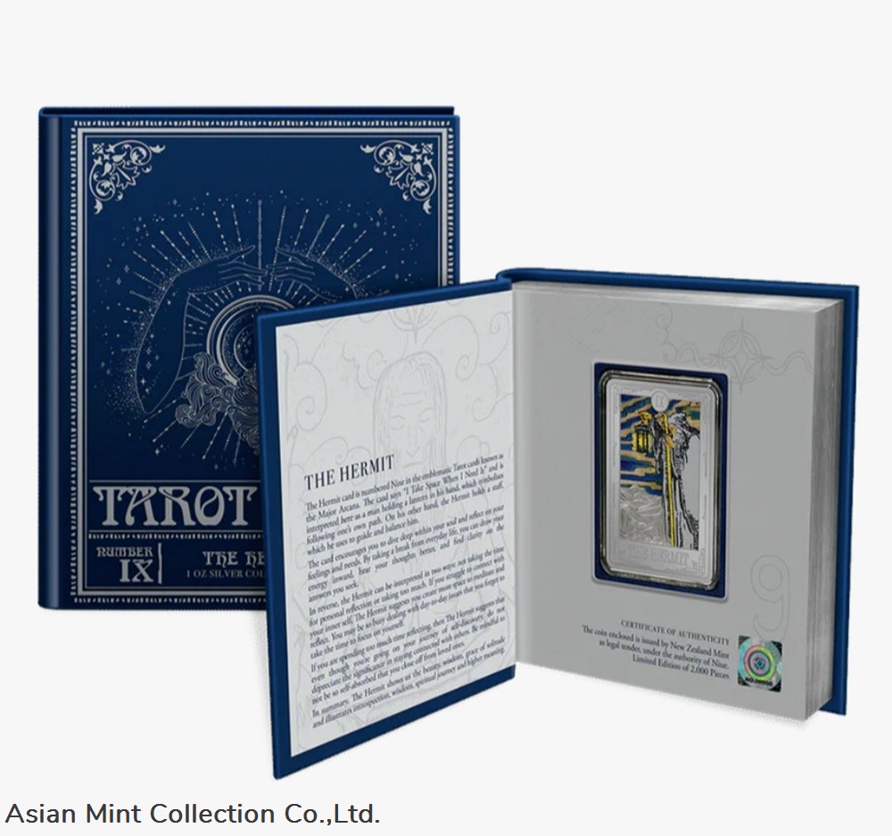 2022 - Niue Tarot Card THE HERMIT 1 oz .999 Silver Coin 3 coins ingots bullion ingot 2022 niue tarot card the hermit 1 oz 999 silver coin