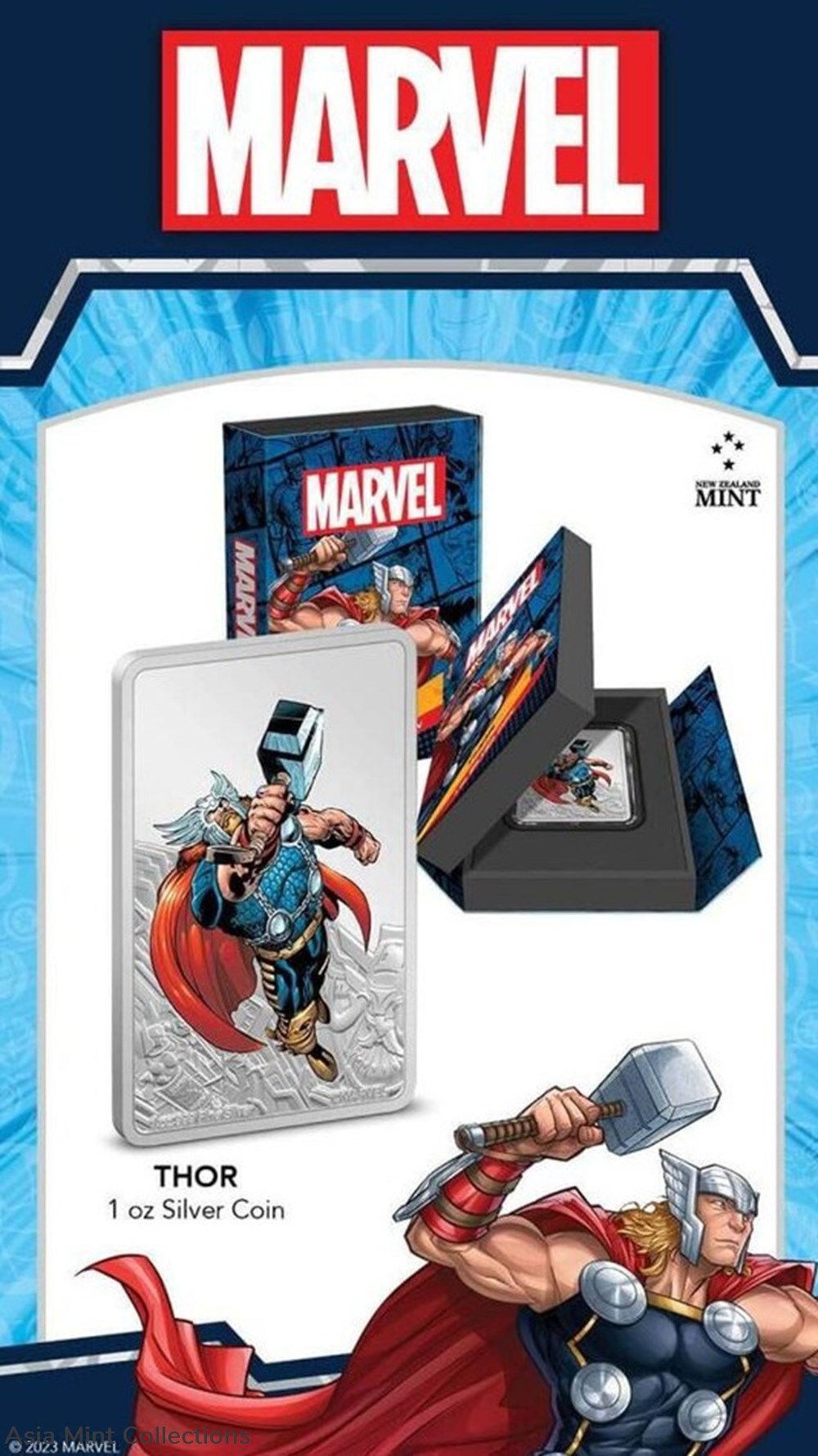 2023 Niue Marvel Evergreen Thor 1oz Silver Colorized Proof Coin 6 coins ingots bullion 2023 niue marvel evergreen thor 1oz silver colorized proof coin