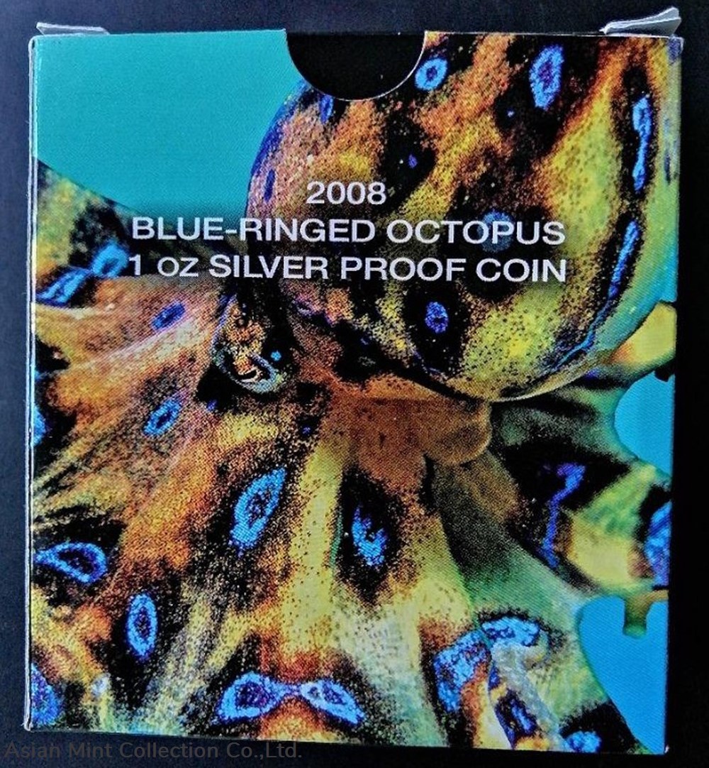 2008 Australia Blue-Ringed Octopus 1 Oz Silver Proof Coin with Color - Perth Mint 5 coins 2008 australia blue ringed octopus 1 oz silver proof coin with color perth mint