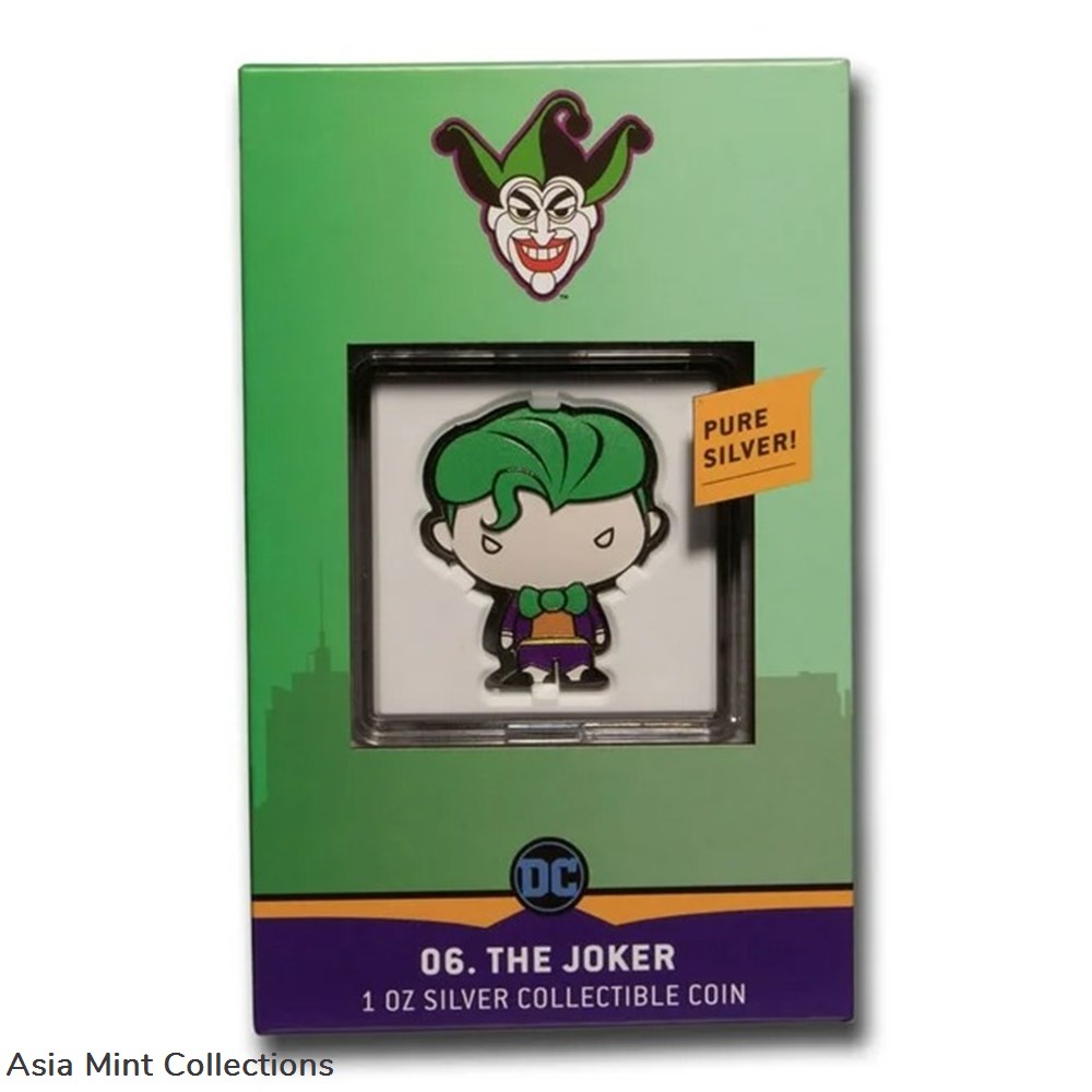 2020 Niue DC Comics The Joker Chibi Coin 1 oz Colorized Shaped Silver Batman 4 coins ingots bullion 2020 niue dc comics the joker chibi coin 1 oz colorized shaped silver batman