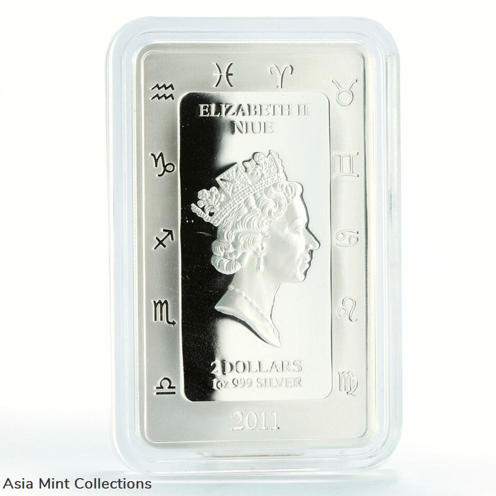 2011 - Niue 2 dollars Zodiac Signs series Libra colored proof silver coin 4 coins ingots bullion 2011 niue 2 dollars zodiac signs series libra colored proof silver coin