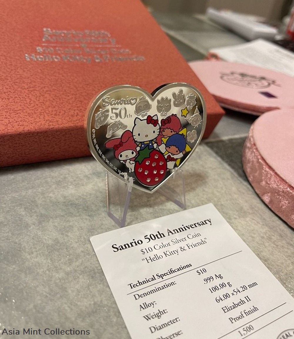 coins ingots bullion coin 2010 niue island pamp minted sanrio 50th anniversary 10 hello kitty love shaped colorized silver
