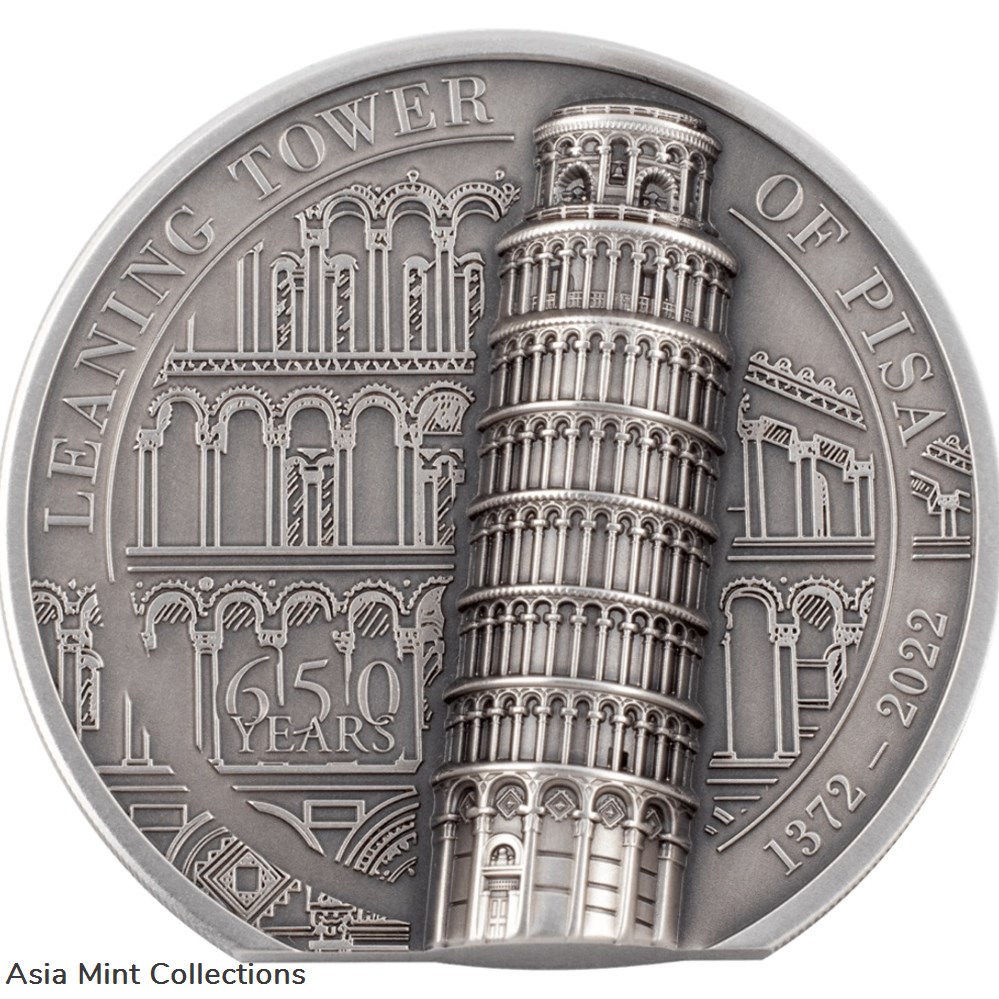 2022 Cook Island Leaning Tower of Pisa 2 oz. Silver Antique Finish Coin coins ingots bullion 2022 cook island leaning tower of pisa 2 oz silver antique finish coin