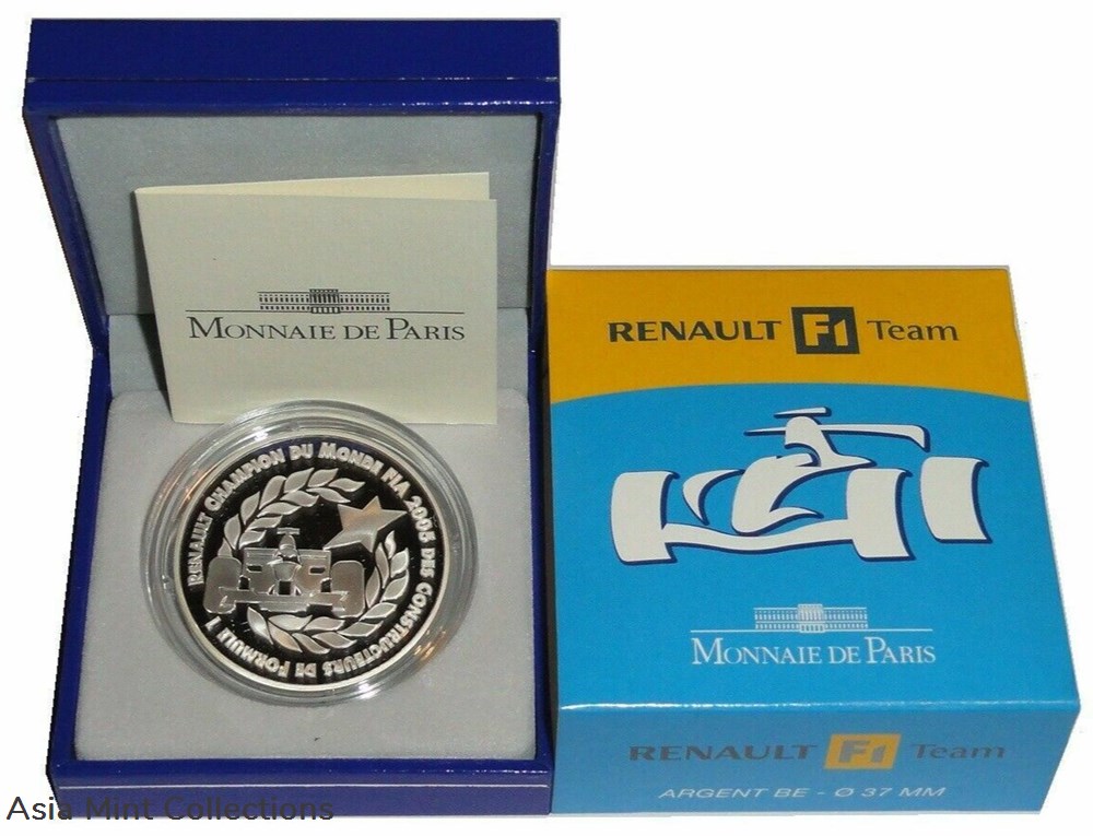 2006 France Large Silver 1.5 Euro Car Racing Renault Team F1 Box 4 coins ingots bullion coin 2006 france large silver 1 5 euro car racing renault team f1 box