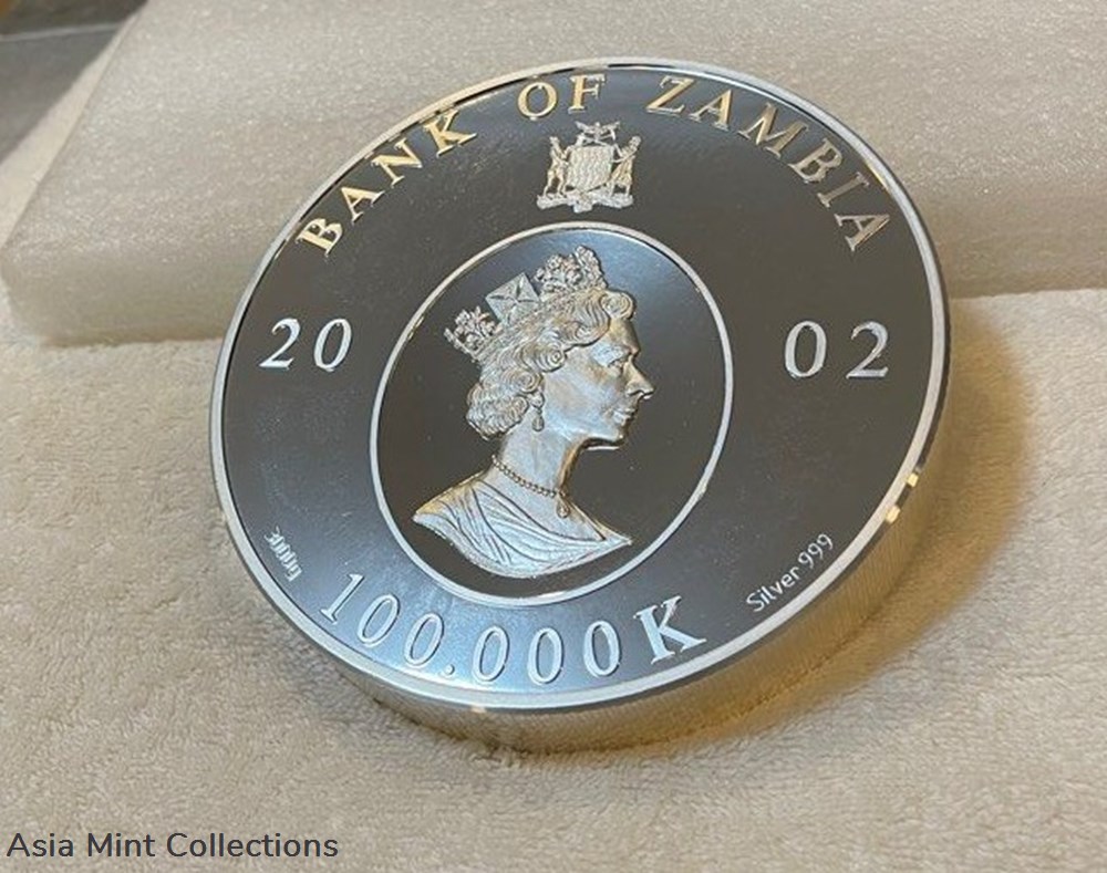 2002 Zambia 3-Kilos 100,000 Kwacha "The Memorial of The Queen Elizabeth The Queen Mother" 5 coins ingots bullion silver coin 2002 zambia 3 kilos 100 000 kwacha the memorial of the queen elizabeth the queen mother