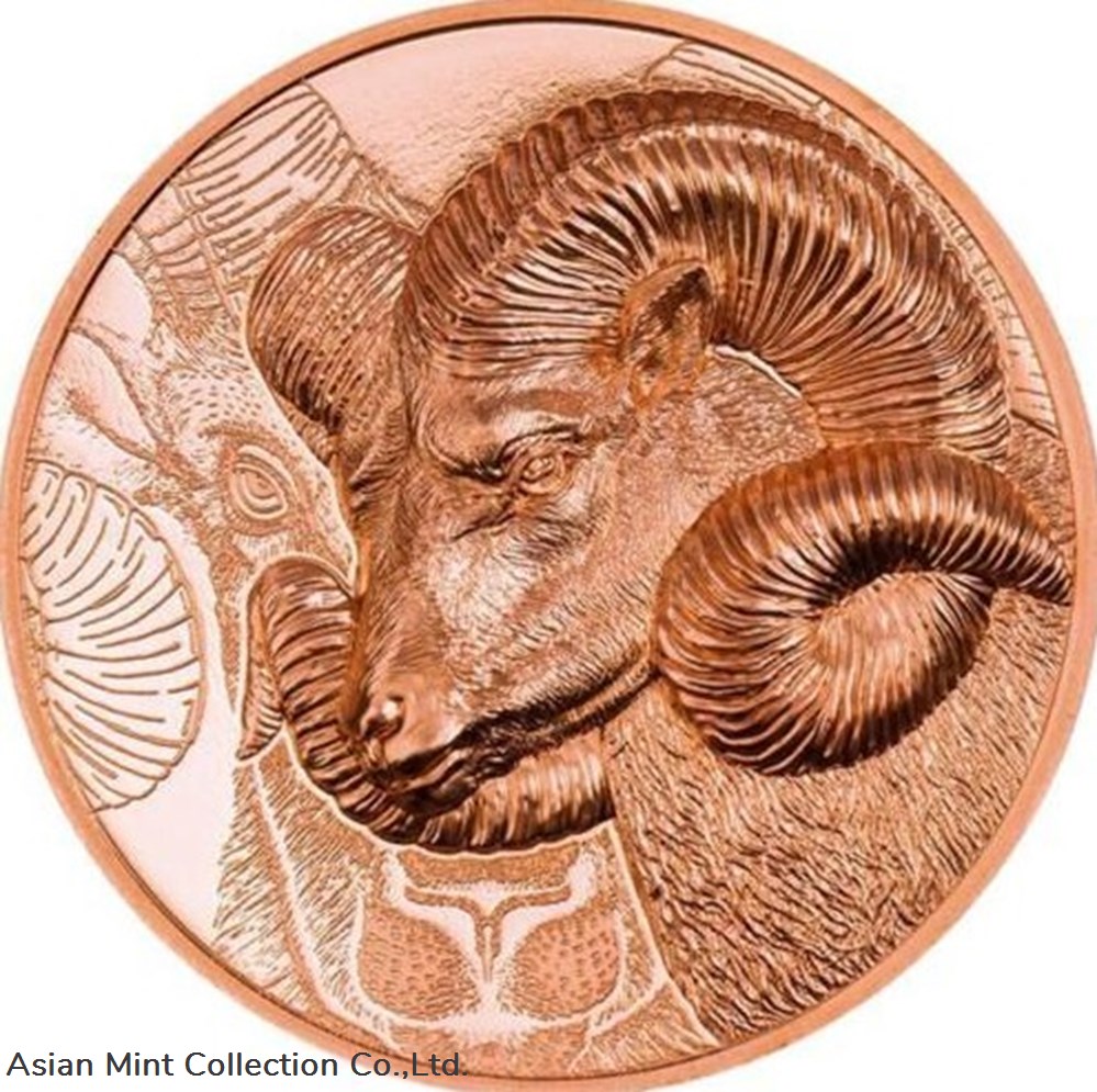 2021 - 50g Copper Mongolia - ARGALI Wildlife - Series Wild Mongolia coins ingots bullion coin 2021 50g copper mongolia argali wildlife series wild mongolia
