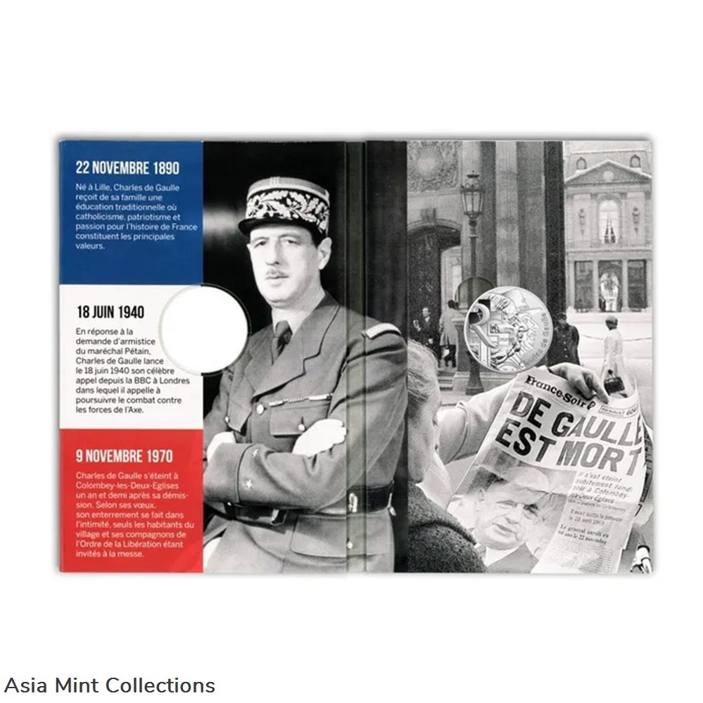 2020 - 10 euro France silver – Charles de Gaulle 4 coins ingots bullion coin 2020 10 euro france silver charles de gaulle