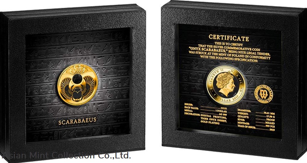 2019 - ONYX SCARABAEUS Ancient Symbol Silver Coin 1$ Niue 3 coins ingots bullion 2019 onyx scarabaeus ancient symbol silver coin 1 niue