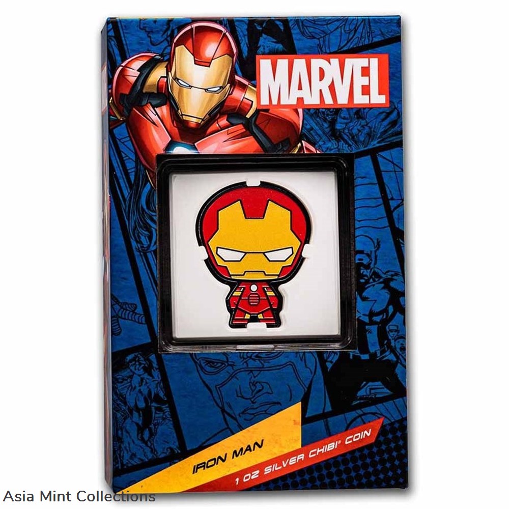 2023 - IRON MAN Chibi Marvel 1oz Silver Coin $2 Niue 4 coins ingots bullion 2023 iron man chibi marvel 1oz silver coin 2 niue