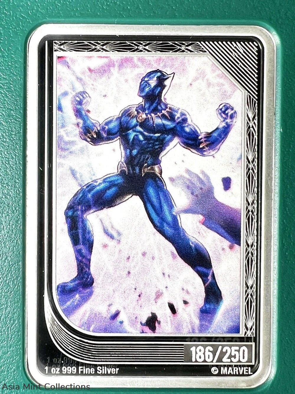 2023 - MARVEL mint Trading Coins BLACK PANTHER NZ Mint ONLY 186/250 Coins Limited Green ingots bullion silver 2023 marvel mint trading coins black panther nz mint only 186 250 coins limited green