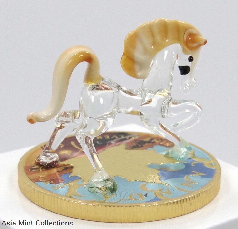 2022 - 1 Oz Silver Coin $5 Canada Maple Leaf Murano Glass Mustang Horse Handmade 2 coins ingots bullion 2022 1 oz silver coin 5 canada maple leaf murano glass mustang horse handmade