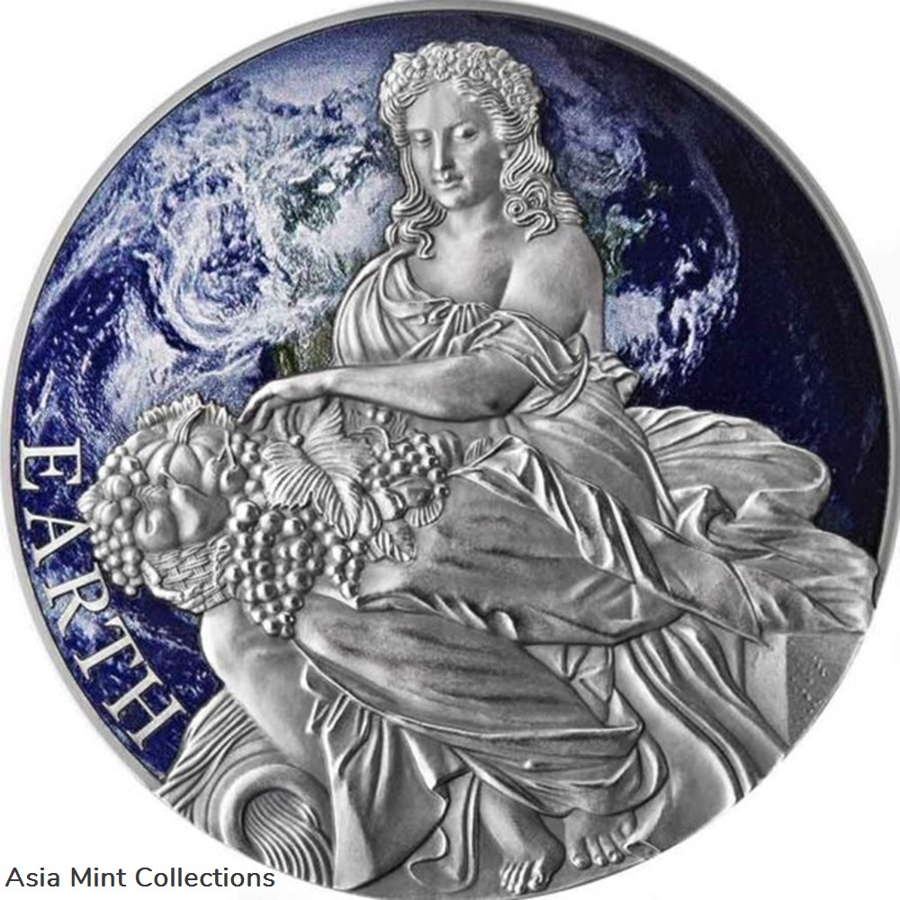 2022 - Earth Planets and Gods 2 oz Antique finish Silver Coin CFA Cameroon coins ingots bullion 2022 earth planets and gods 2 oz antique finish silver coin cfa cameroon