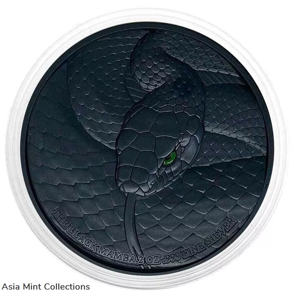 2023 - 2 Oz Silver Coin Chad 10000 Francs CFA Black Mamba High Relief Coin 6 coins ingots bullion ingot 2023 2 oz silver coin chad 10000 francs cfa black mamba high relief coin
