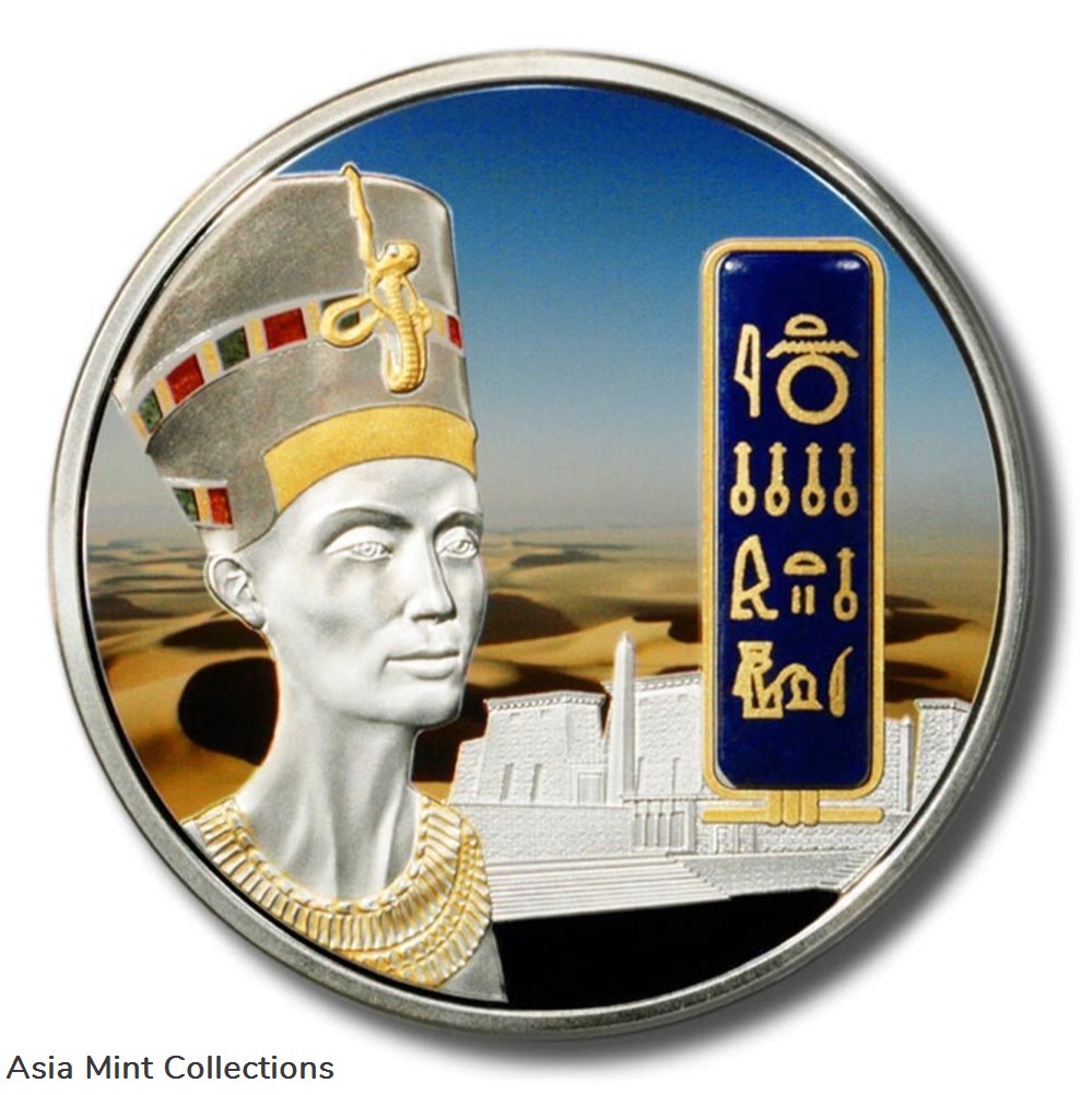 coins ingots bullion coin 2012 fiji 50 egypt jewels nefertiti silver 2oz gold palladium plated gemstone