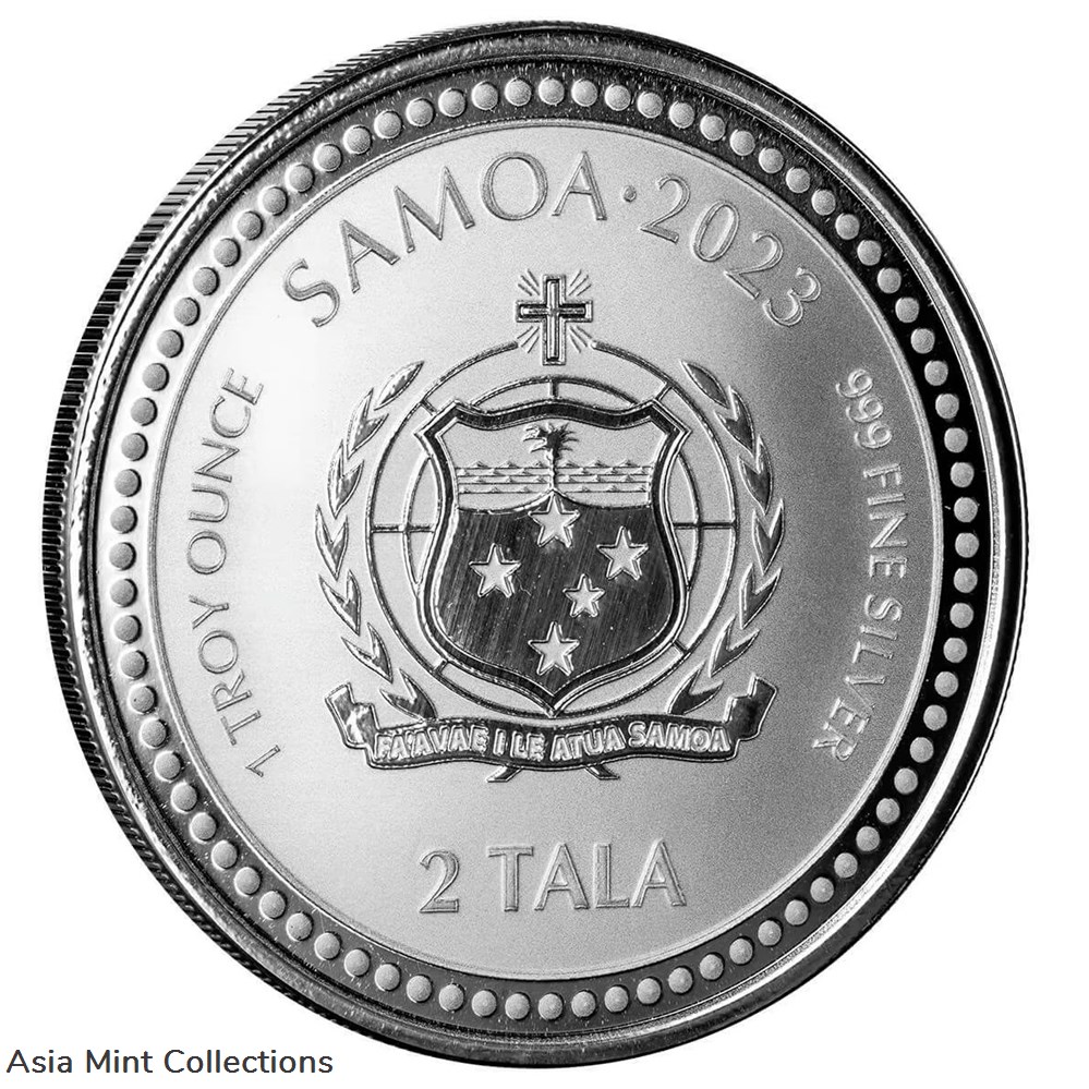 2023 - The Teacher Jesus 1oz Silver Color 999 Samoa 2 Tala ST / BU in Slab 6 coins ingots bullion coin 2023 the teacher jesus 1oz silver color 999 samoa 2 tala st bu in slab