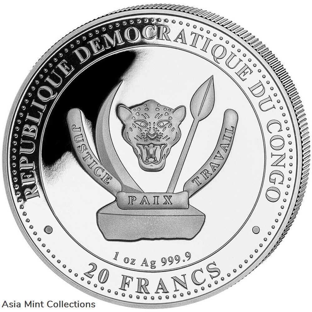 2023 - Prehistoric Life Dunkleosteus Silver Coin Color oz 999 Congo 2 coins ingots bullion 2023 prehistoric life dunkleosteus silver coin color oz 999 congo