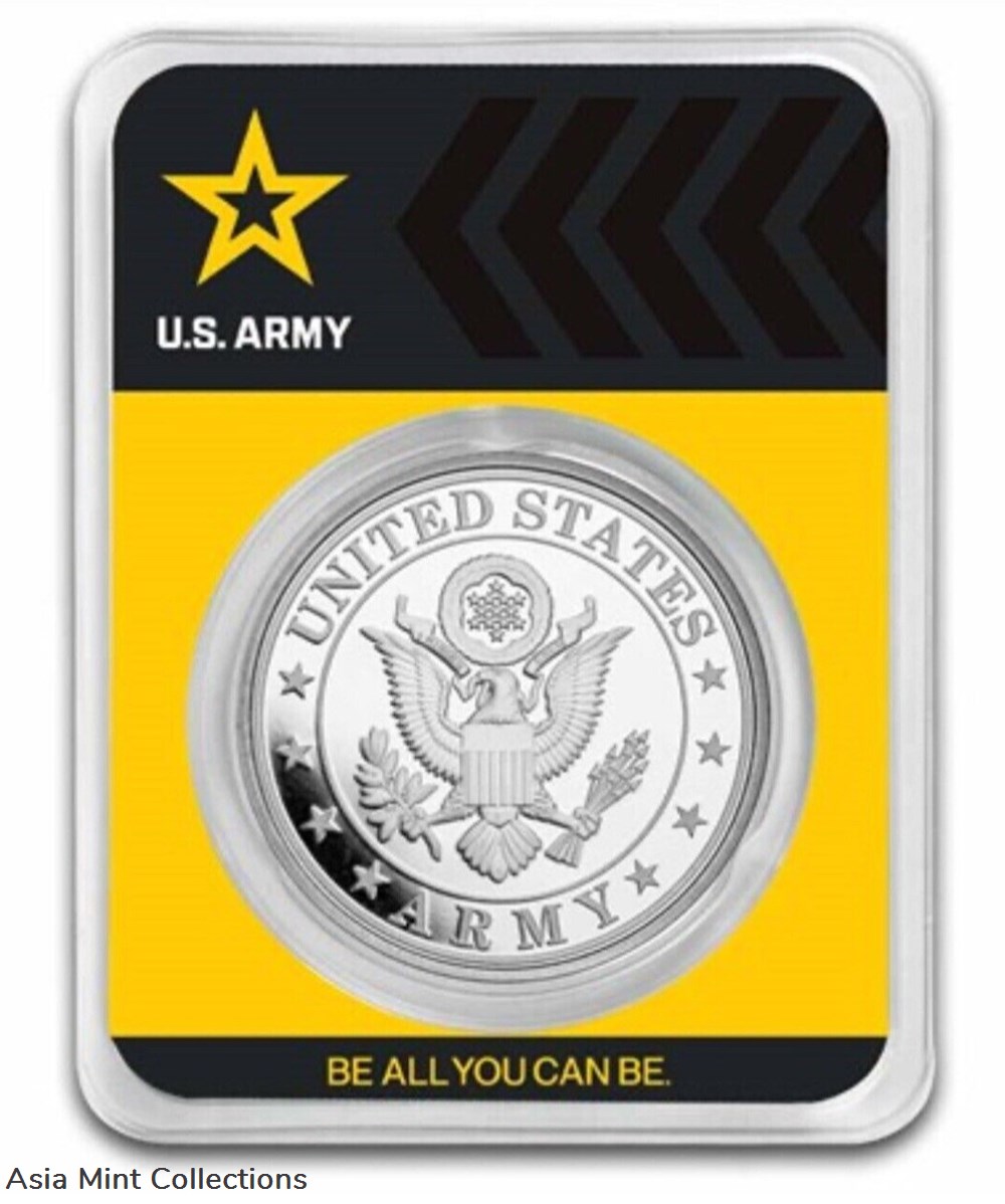 2024 - New Design 1oz .999 Silver Round - U.S. Army Seal In TEP & Black Velvet Bag coins world united states 2024 new design 1oz 999 silver round u s army seal in tep black velvet bag