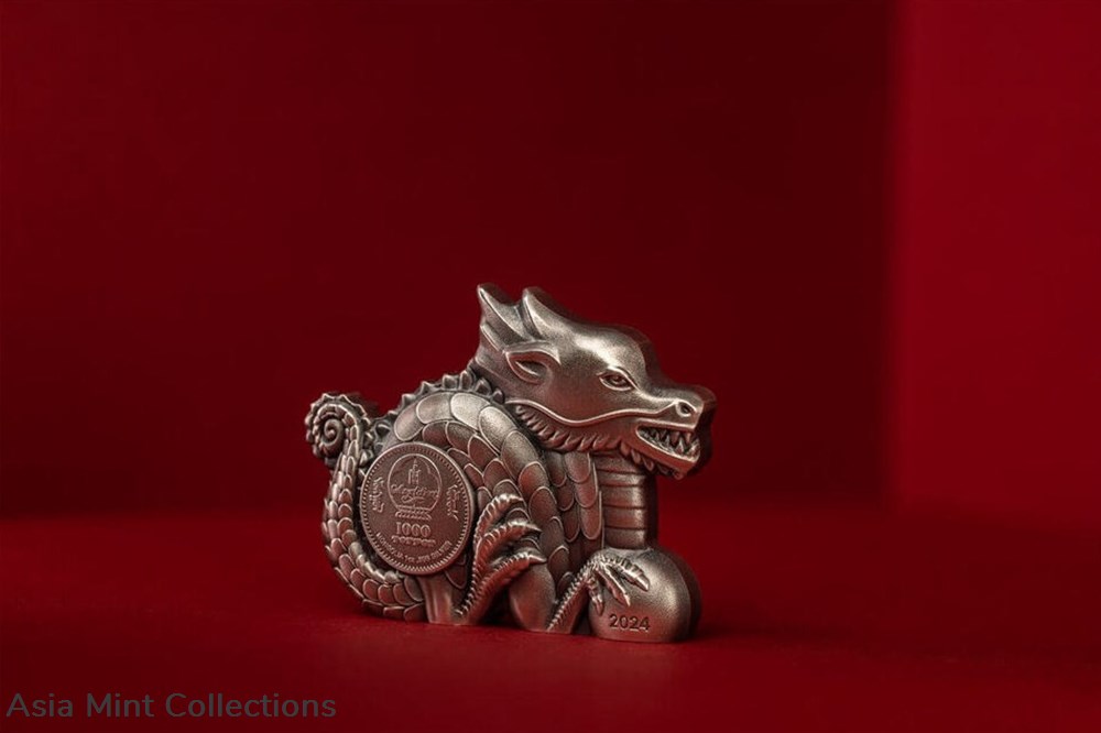 2024 Mongolia Lunar Great Silver Dragon 1oz Silver Antiqued Coin 4 coins ingots bullion 2024 mongolia lunar great silver dragon 1oz silver antiqued coin