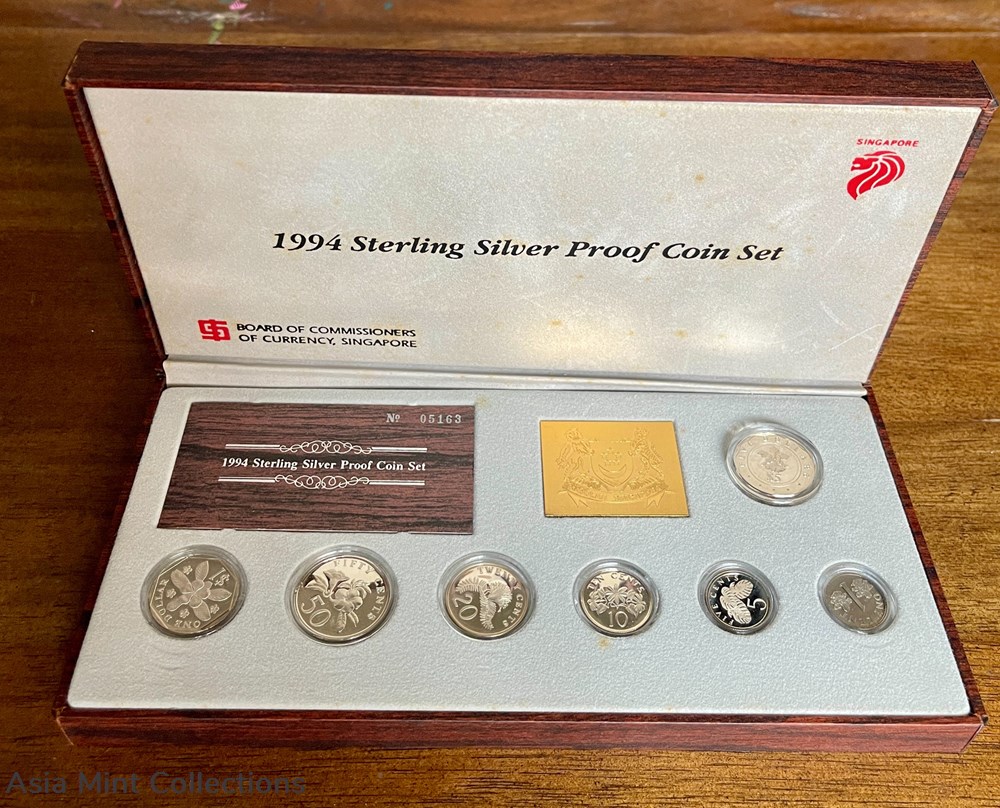 1994 Sterling Silver proof Singapore coin set coins world 1994 sterling silver proof singapore coin set