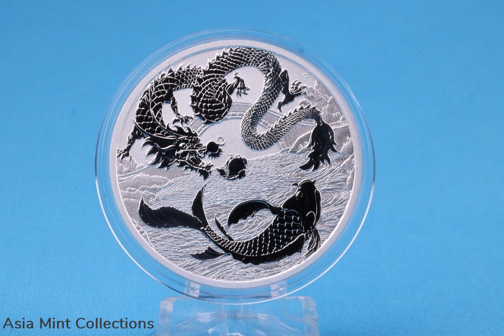 2023 - Australia 1 oz Silver Dragon & Koi Chinese Myths and Legends *ST* 3 coins ingots bullion coin 2023 australia 1 oz silver dragon koi chinese myths and legends st