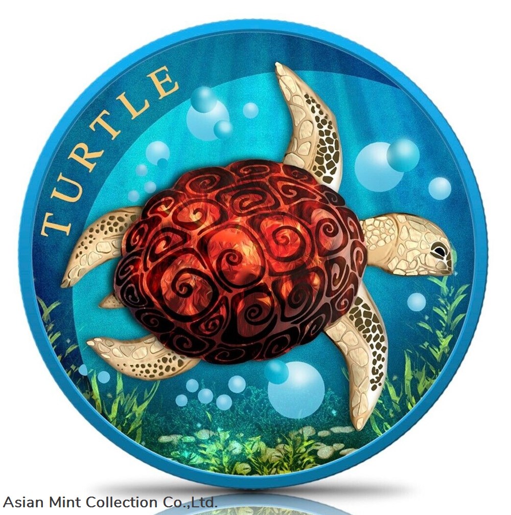 2022 - 1 oz Silver New Zealand Sea Turtle - Space colored and painted w Box & COA coins ingots bullion coin 2022 1 oz silver new zealand sea turtle space colored and painted w box coa