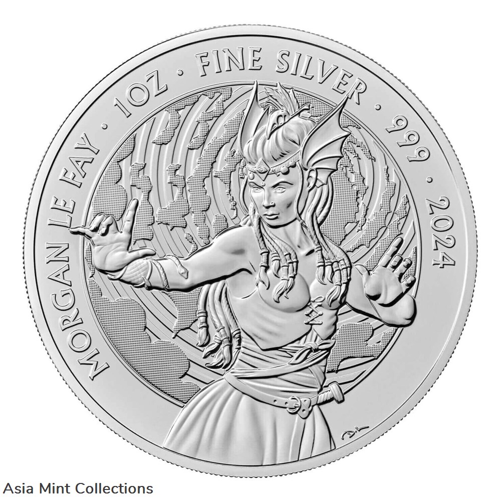 coins ingots bullion silver coin 2024 morgan le fay 1 oz 999 myths legends 2 pounds uk