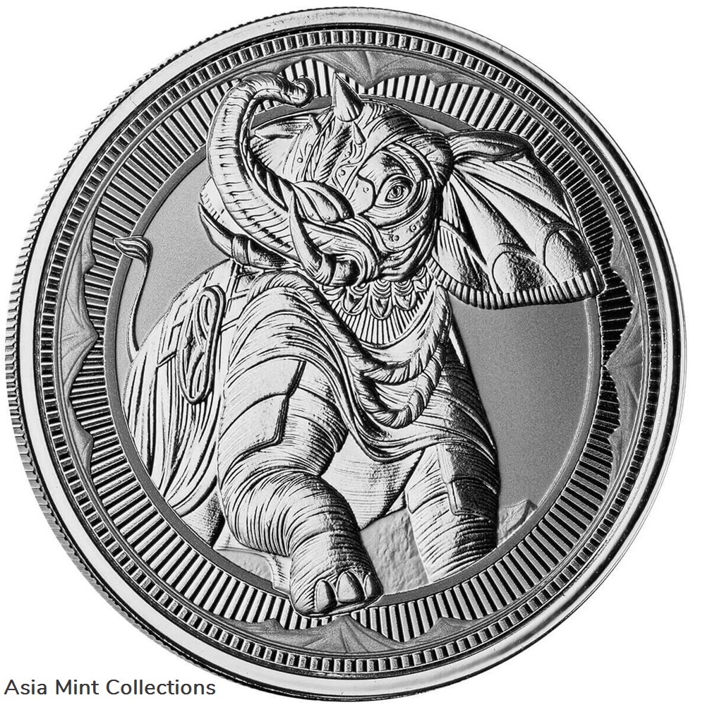 coins ingots bullion 2023 1 oz gibraltar war elephant silver coin bu 999 fine silver