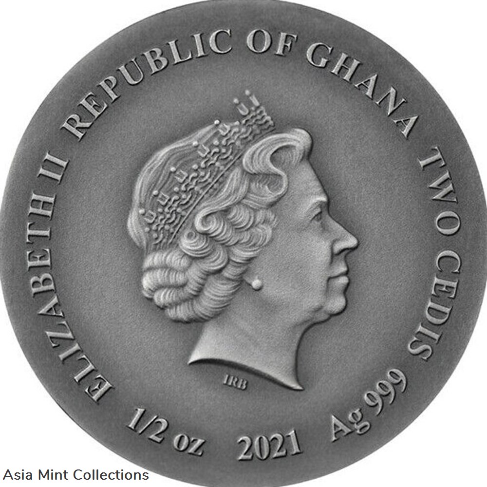 2021 - Raccoon Wildlife in the Moonlight Antique finish Silver Coin 2 Cedis Ghana 2 coins ingots bullion 2021 raccoon wildlife in the moonlight antique finish silver coin 2 cedis ghana