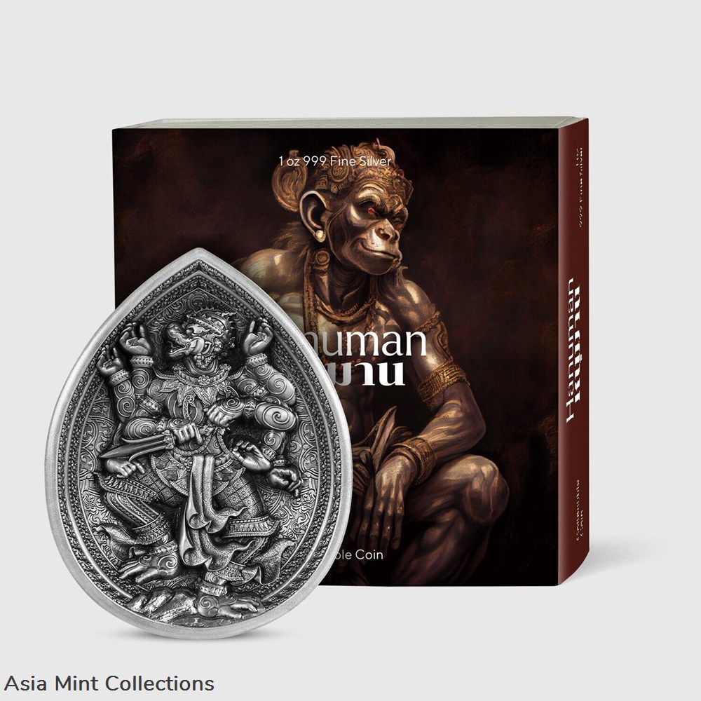 2023 - HANUMAN 1oz Silver & 6 Oz Copper Coin 5000 Francs Chad 2023- 5 coins 2023 hanuman 1oz silver 6 oz copper coin 5000 francs chad 2023
