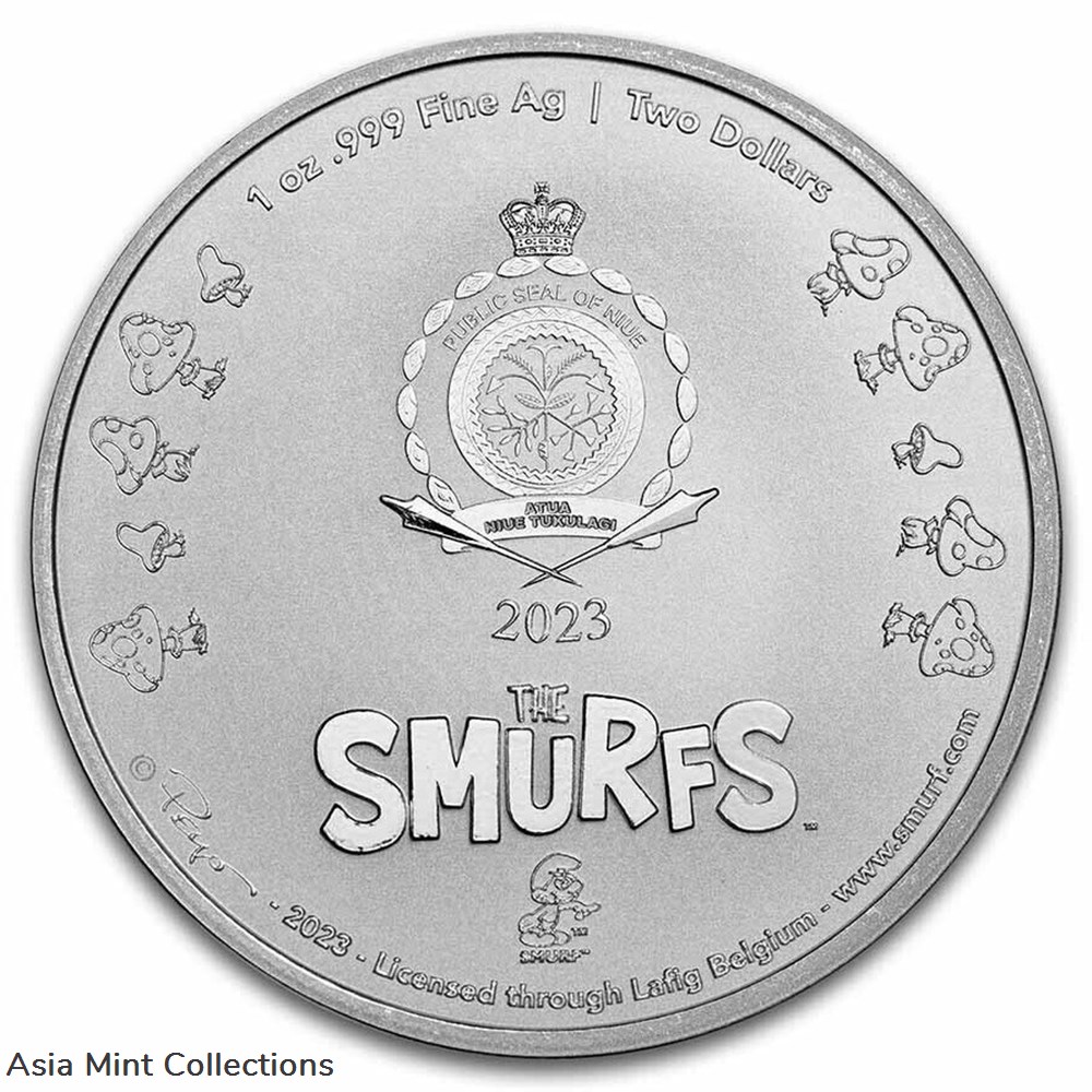 2023 - Smurfs Smurfs Christmas Carol 1 Oz 999 Silver Colored Niue ST/BU 6 coins ingots bullion coin 2023 smurfs smurfs christmas carol 1 oz 999 silver colored niue st bu
