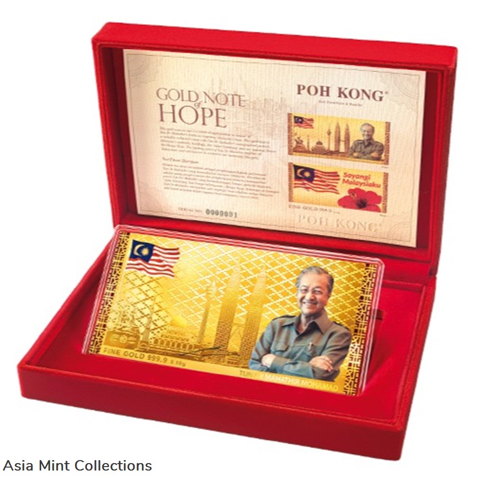 banknotes 2018 gold notes of hope tun mahathir