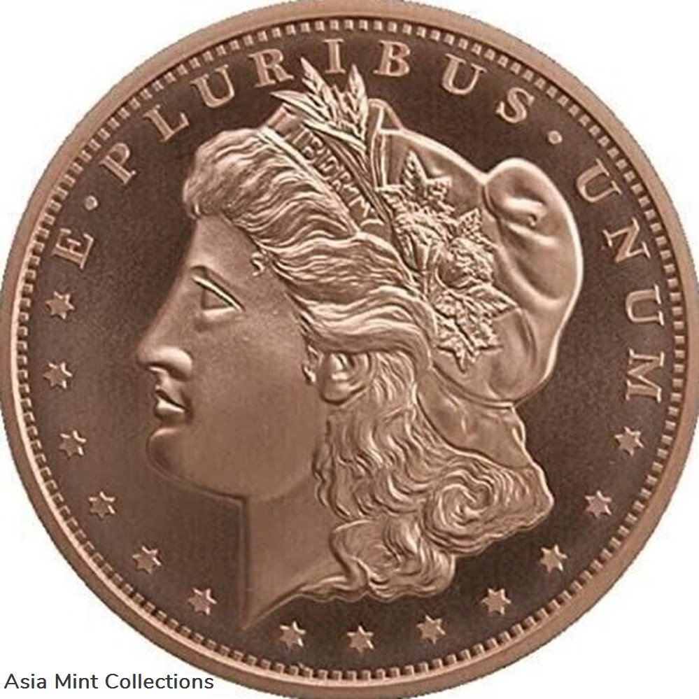 1921 - 1 OZ Morgan Round Coin - Copper 1 Oz .999 Pure Fine Copper GSM IN STOCK!! minerals meteorites 1921 1 oz morgan round coin copper 1 oz 999 pure fine copper gsm in stock