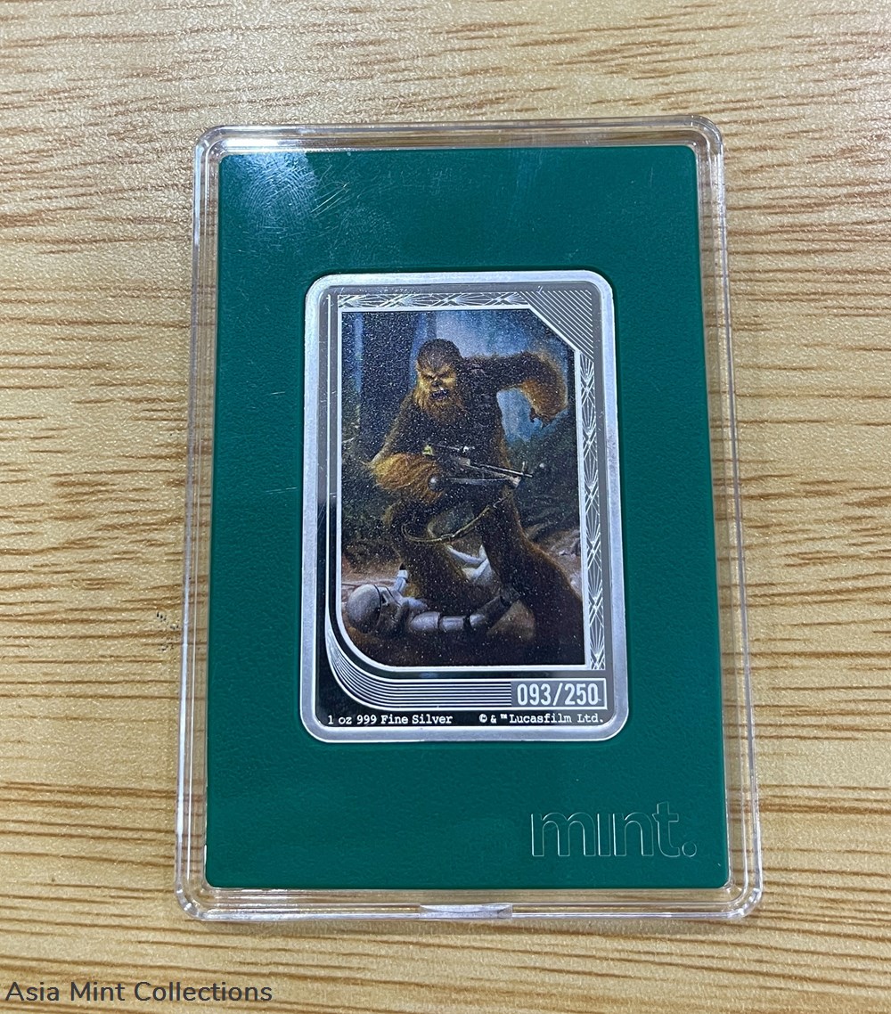 2023 - "Chewbacca" # 93/250 Star Wars MINT Trading Coins ingots bullion silver 2023 chewbacca 93 250 star wars mint trading coins