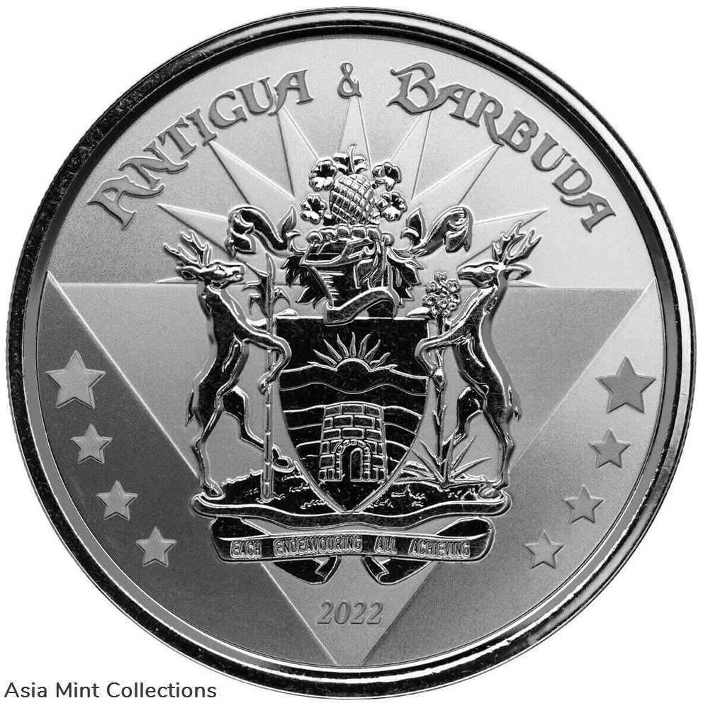 2022 - Antigua & Barbuda $2 EC8 Coat of Arms 1oz Silver Proof Like coins ingots bullion coin 2022 antigua barbuda 2 ec8 coat of arms 1oz silver proof like