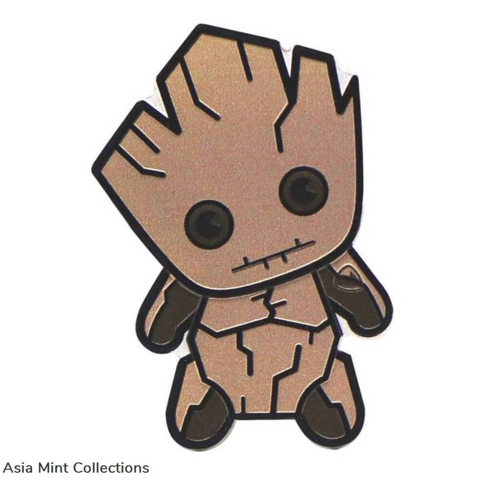 2022 Niue Marvel Kawaii Groot 1oz Silver Shaped Proof Coin coins ingots bullion 2022 niue marvel kawaii groot 1oz silver shaped proof coin
