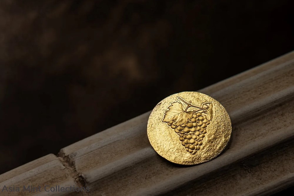 2023 Cook Islands Ancient Greece Wine Grapes Naxos 1/2g Gold Silk Finish Coin 3 coins ingots bullion 2023 cook islands ancient greece wine grapes naxos 1 2g gold silk finish coin
