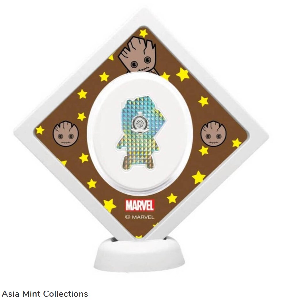 2022 Niue Marvel Kawaii Groot 1oz Silver Shaped Proof Coin 5 coins ingots bullion 2022 niue marvel kawaii groot 1oz silver shaped proof coin