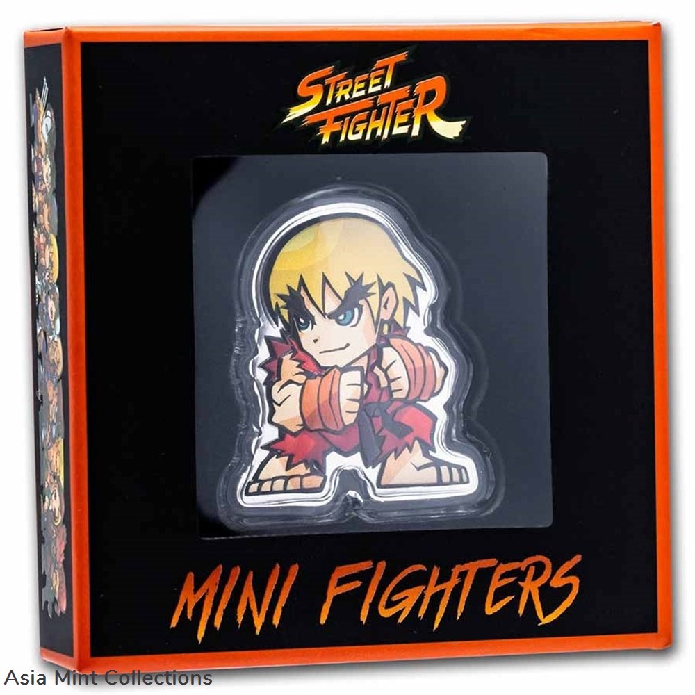 2021 Fiji 1 oz Ag $1 Street Fighter Mini Fighters: Ken Masters 4 coins ingots bullion silver coin 2021 fiji 1 oz ag 1 street fighter mini fighters ken masters