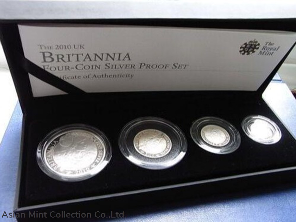 coins ingots bullion 2010 uk britannia four coin silver proof set