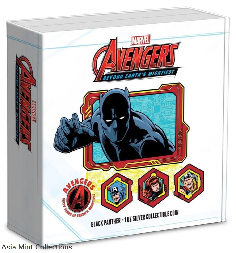 2023 Niue Marvel Avengers 60th Ann. Black Panther 1oz Silver Colorized Proof Coin 3 coins ingots bullion 2023 niue marvel avengers 60th ann black panther 1oz silver colorized proof coin