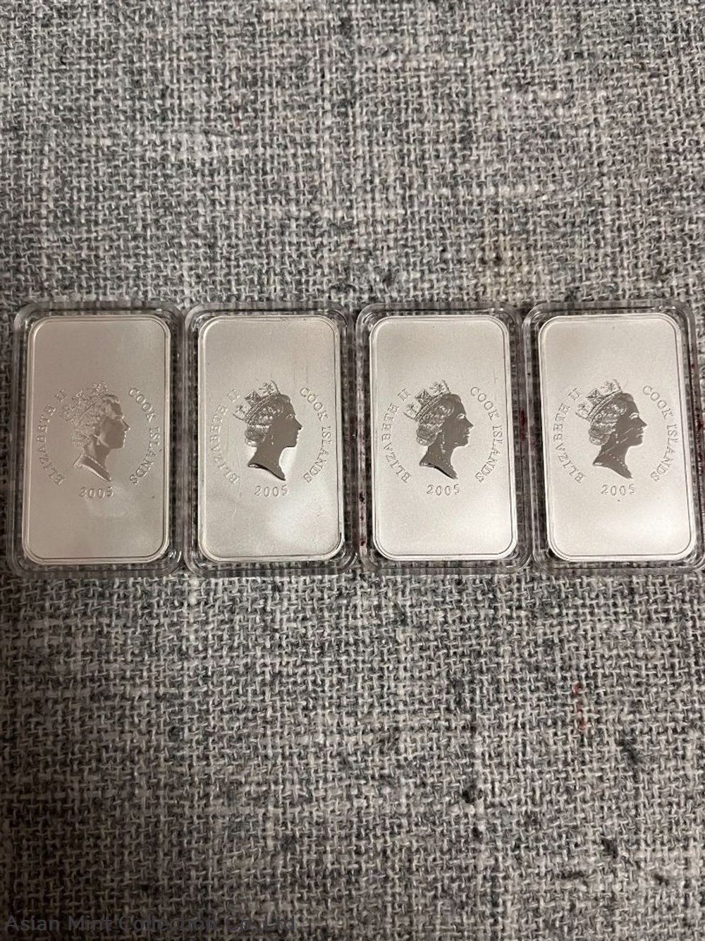2005 - Cook Island Issued Chinese Theme Color Silver Coin Bar - 1oz x 4 With Solid Display Box 3 coins ingots bullion ingot 2005 cook island issued chinese theme color silver coin bar 1oz x 4 with solid display box