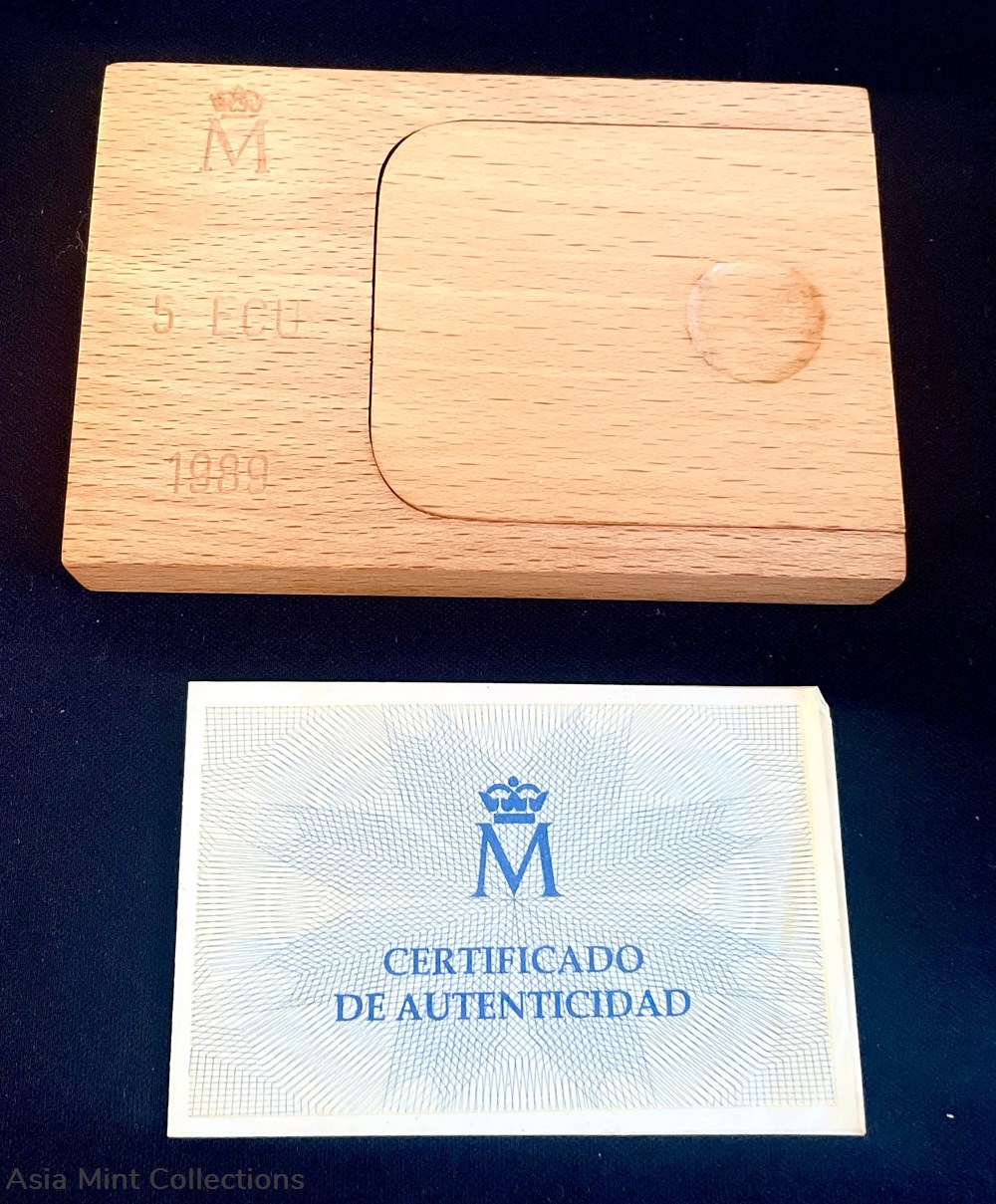 1989 Spain 5 ECU, Carolus V Imperator Silver Proof Orginal Wodden Box 4 coins ingots bullion coin 1989 spain 5 ecu carolus v imperator silver proof orginal wodden box
