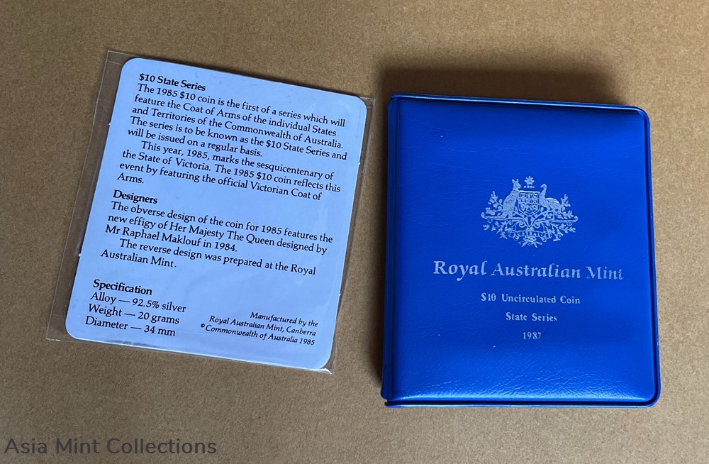 1987 - Silver $10 Ten Dollars Uncirculated Coin - State Series - New South Wales 3 coins ingots bullion 1987 silver 10 ten dollars uncirculated coin state series new south wales