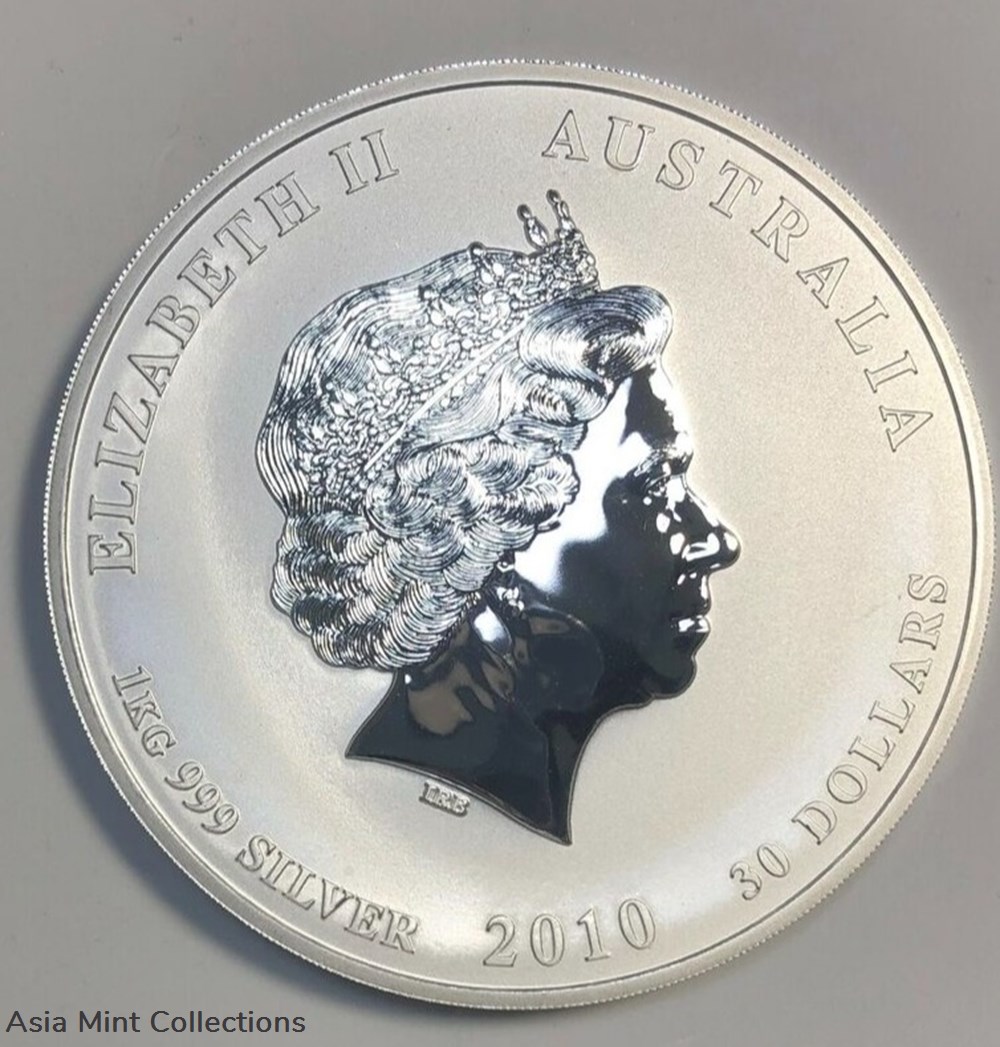 2010 - Australia 30 Dollar 1 Kg .999 Silver - Year of the Tiger 2 coins ingots bullion coin 2010 australia 30 dollar 1 kg 999 silver year of the tiger