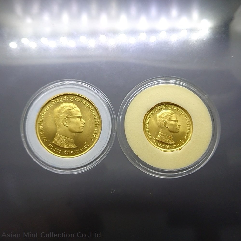1971 - Commemorative Gold coin set of King Rama IX 25th years of reign(coin face 400 and 800) 3 coins world thailand 1971 commemorative gold coin set of king rama ix 25th years of reign coin face 400 and 800