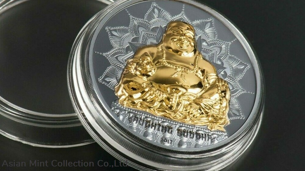 coins ingots bullion 2017 2 oz black proof silver 10 palau laughing buddha high relief coin