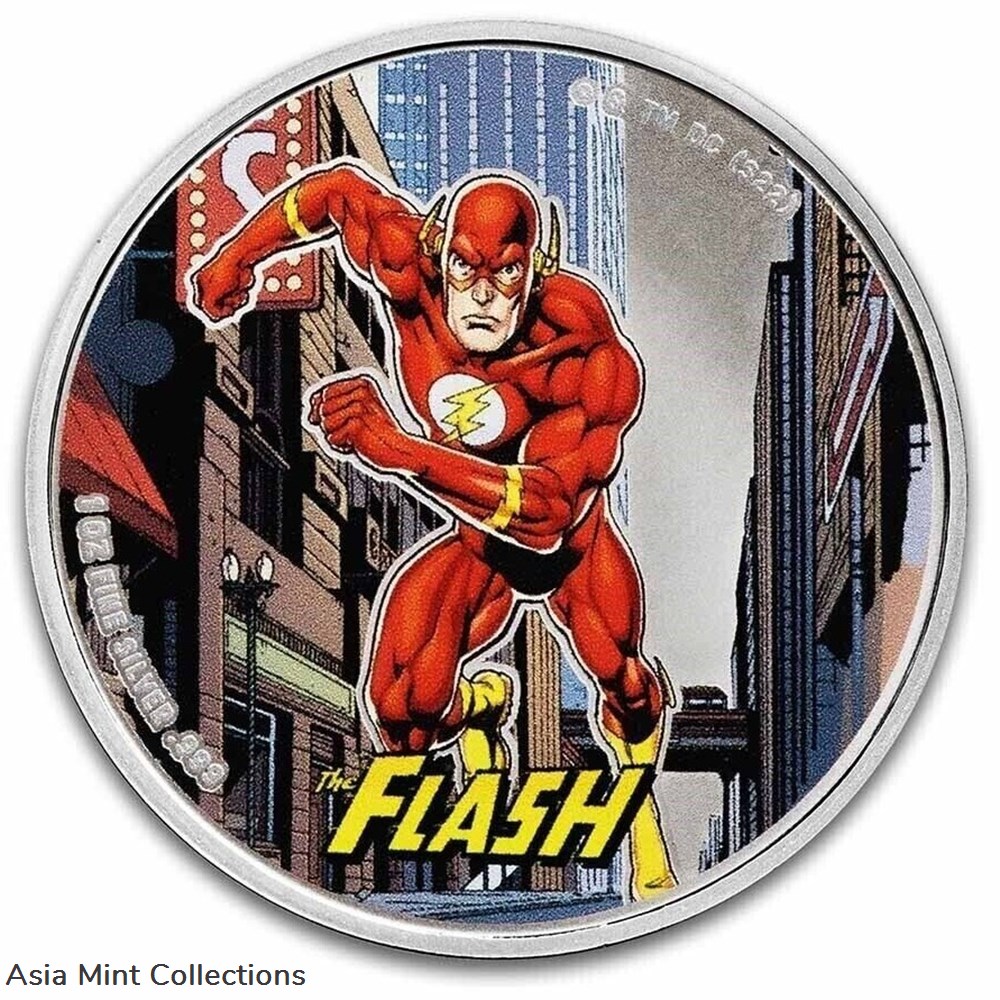 2023 - DC Comics™ Flash™ 1oz Silver Coin Color 999 Samoa ST/BU 3 coins ingots bullion 2023 dc comics flash 1oz silver coin color 999 samoa st bu