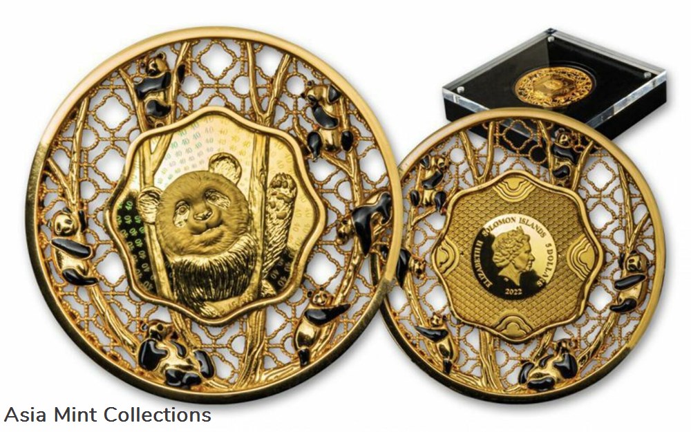 2022 Solomon Islands Filigree Panda 2 oz. Silver Gilded Coin coins ingots bullion 2022 solomon islands filigree panda 2 oz silver gilded coin