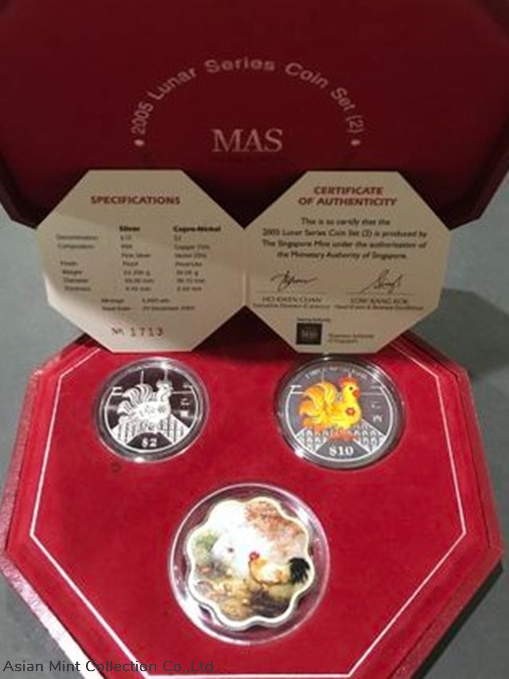 2005 Lunar Series Coin Set 3 coins ingots bullion silver ingot 2005 lunar series coin set