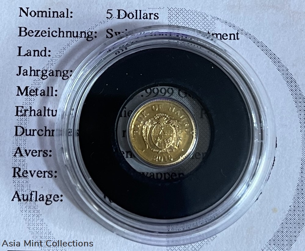 2010 NAURU - $5 IN 9999 GOLD (0.5G), PP - SWISS GOLD INVESTMENT coins ingots bullion coin 2010 nauru 5 in 9999 gold 0 5g pp swiss gold investment